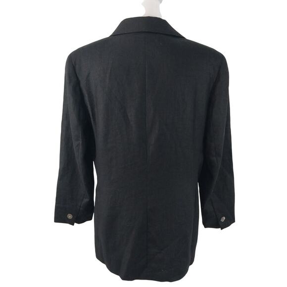 TALBOTS PETITES! PURE LINEN! GORGEOUS BLACK JACKET MOTHER/PEARL BUTTONS! SZ 10P - Picture 5 of 8